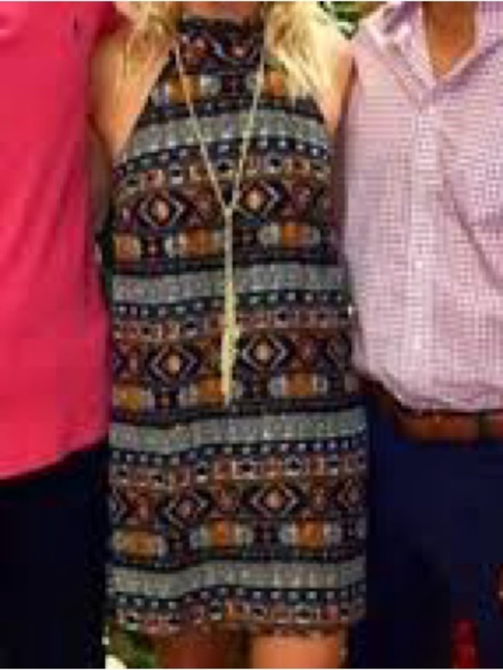 Sleeveless Tribal Print Mini Dress - Black & Brown